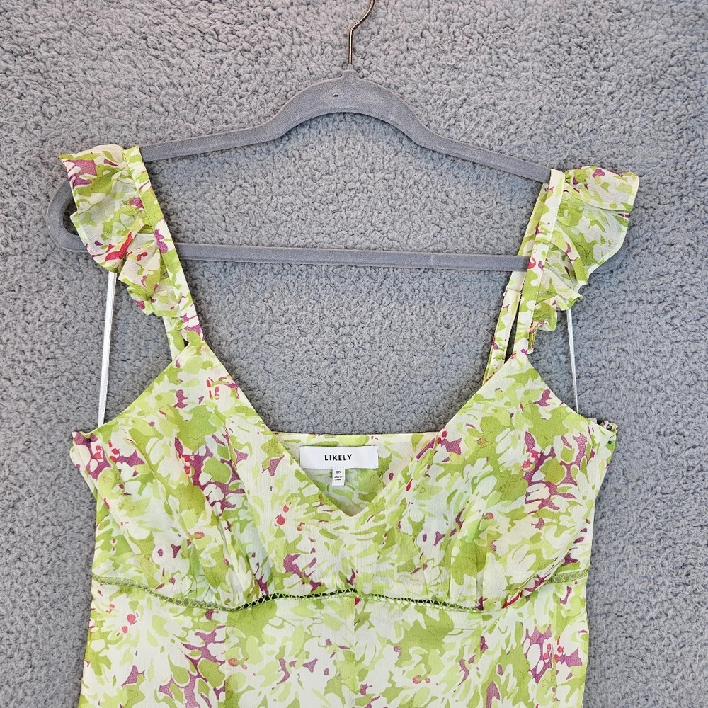 Likely Womens Gavina Green Pink White Mini Dress Sz 10 Date Night Summertime - Picture 4 of 12